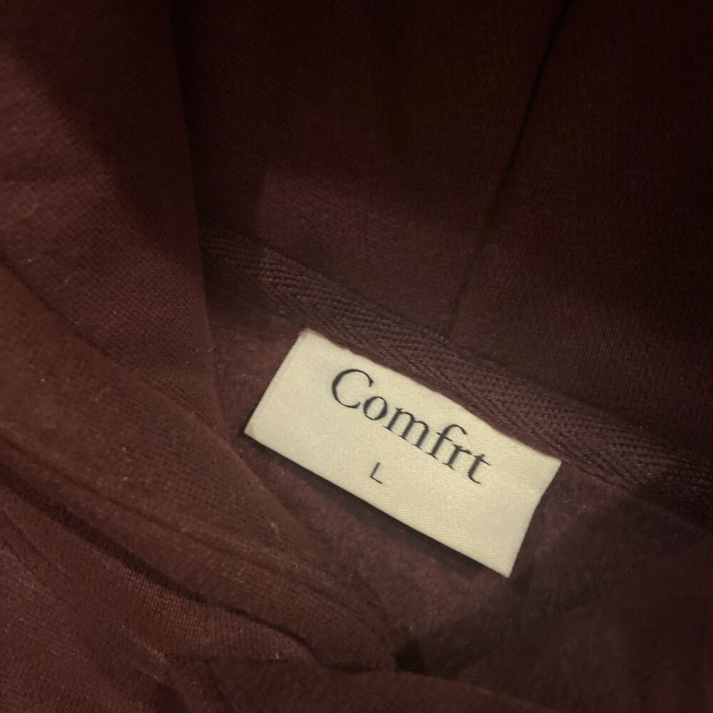 Comfrt Hoodie Men’s Size Large Maroon Pullover Fleece Hooded Sweatshirt - Picture 7 of 11